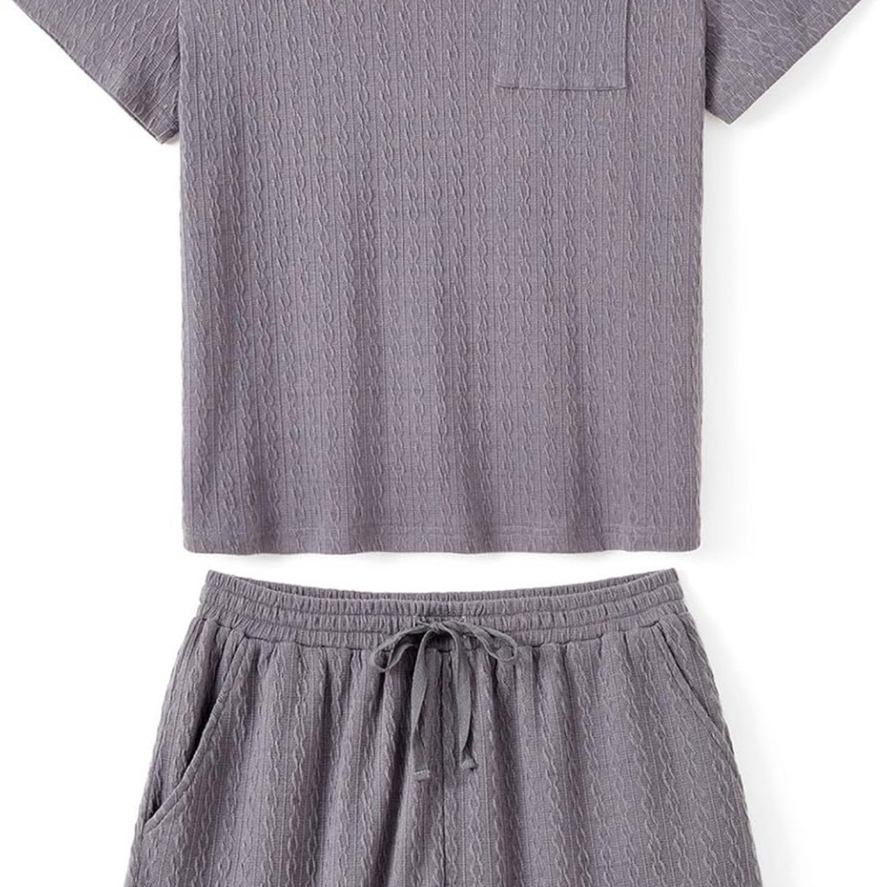 PatPat Gray Textured Loungewear Sleepwear XXL Set Pajamas